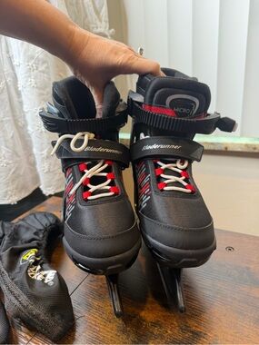 Bladerunner by Rollerblade Micro Adjustable Sizing Ice Skates black red US 5-8